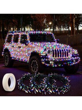 Multicolor 600 LED Christmas Car String Lights, 197 ft, 8 Modes for Holiday